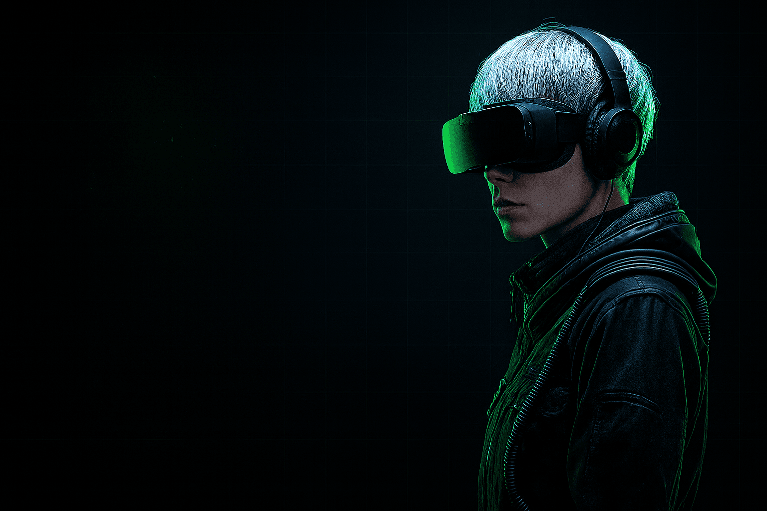 Pessoa usando headset de realidade virtual